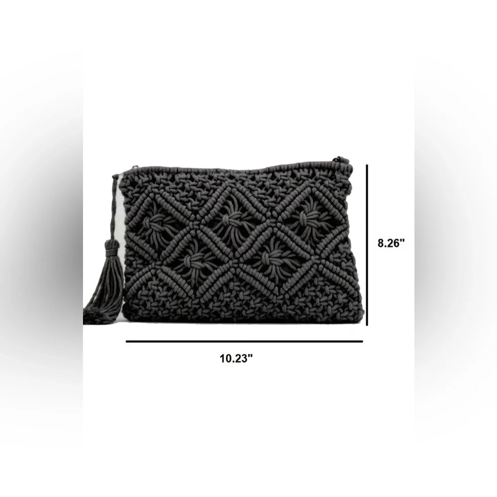 Elegant Black Crochet Clutch